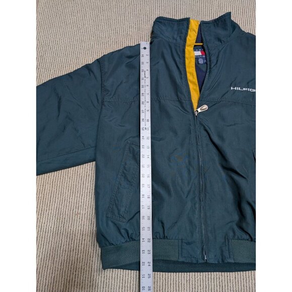 Vintage Tommy Hilfiger Windbreaker Jacket Large Green Yellow Fleece - Picture 9 of 16